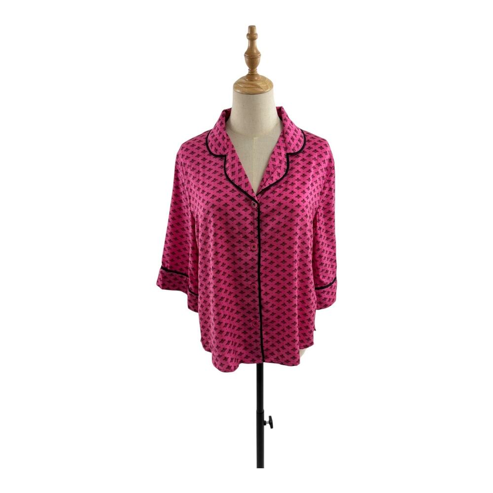 Room Service Hot Pink Bee Pajama Top, Size S/P